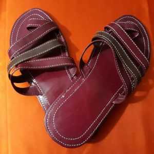 Sandales en cuir, Couleur FEU