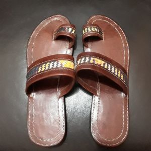 Sandales en cuir, TOUAREG couleur BOIS