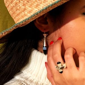 boucles d’oreilles argent, dattes en pierre